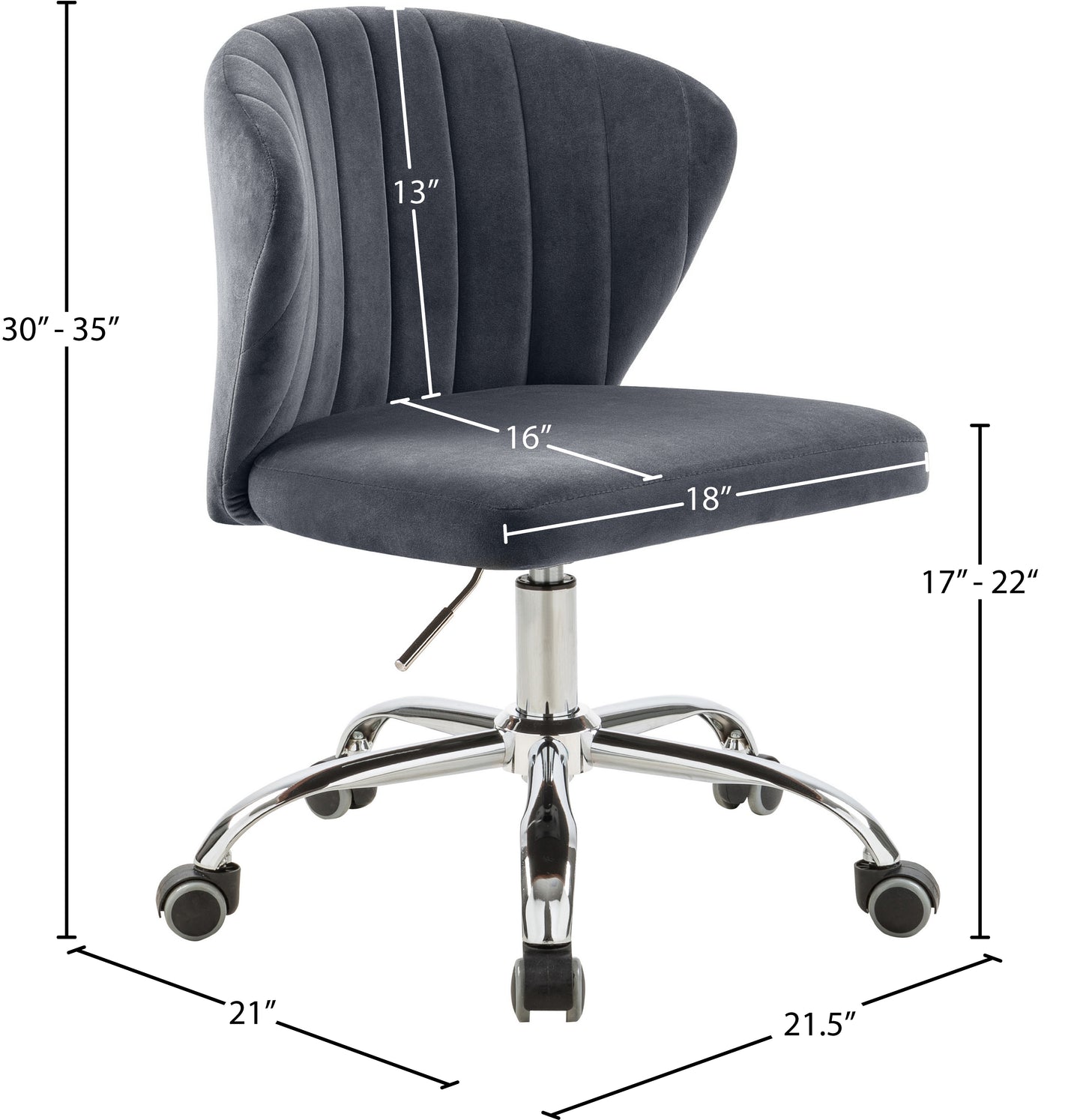 geri grey velvet office chair grey