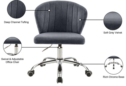 Geri Grey Velvet Office Chair Grey