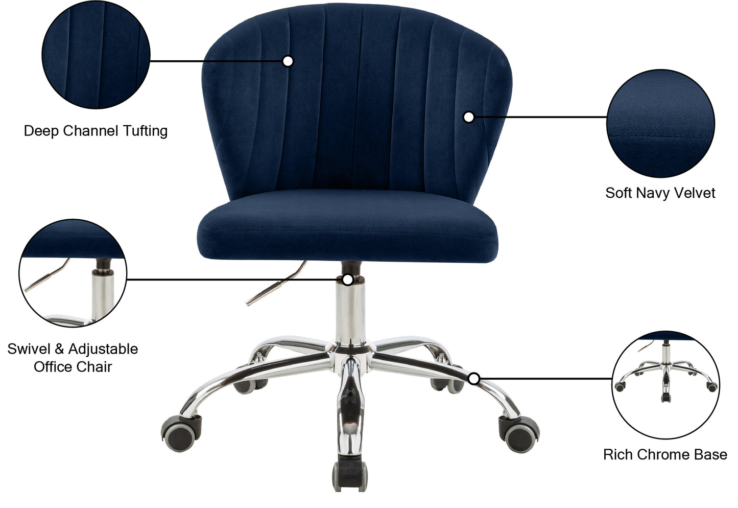 geri navy velvet office chair navy