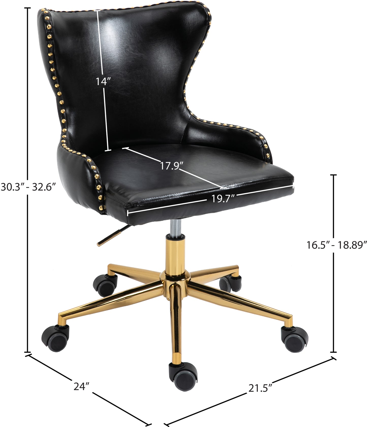 rigby black vegan leather office chair