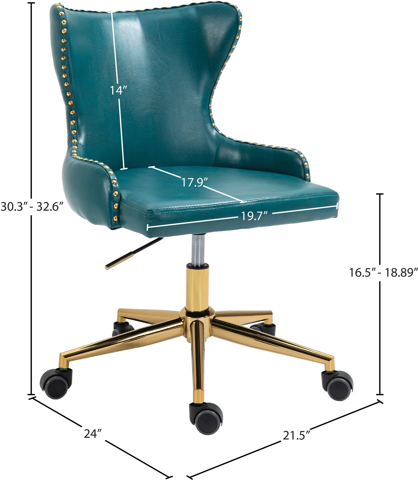 rigby blue vegan leather office chair