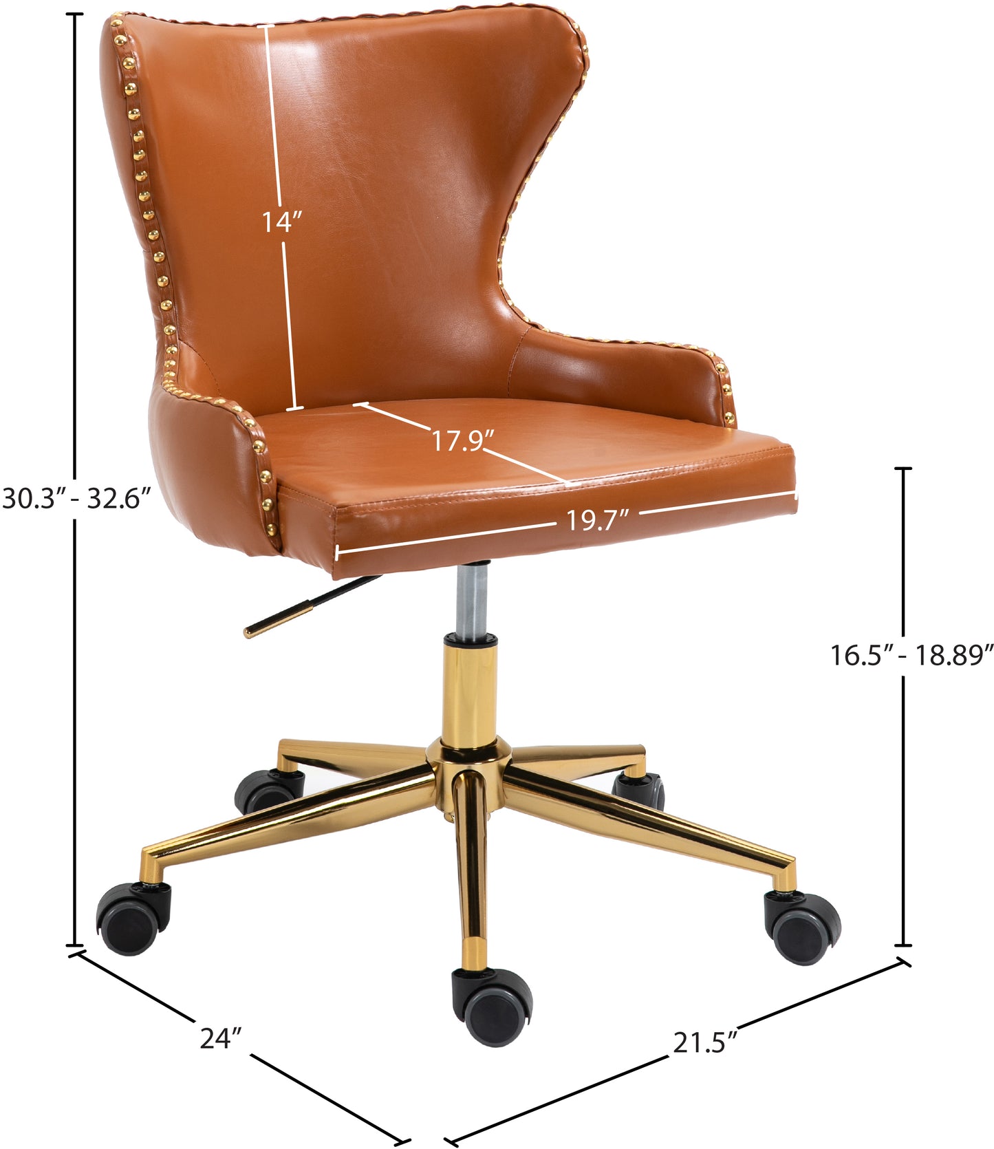 gallo cognac faux leather office chair cognac