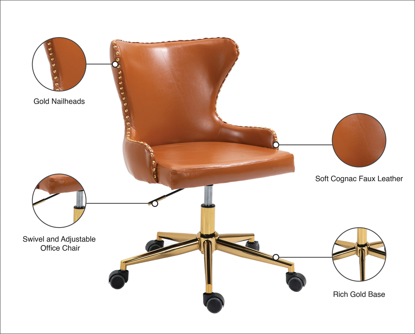 gallo cognac faux leather office chair cognac