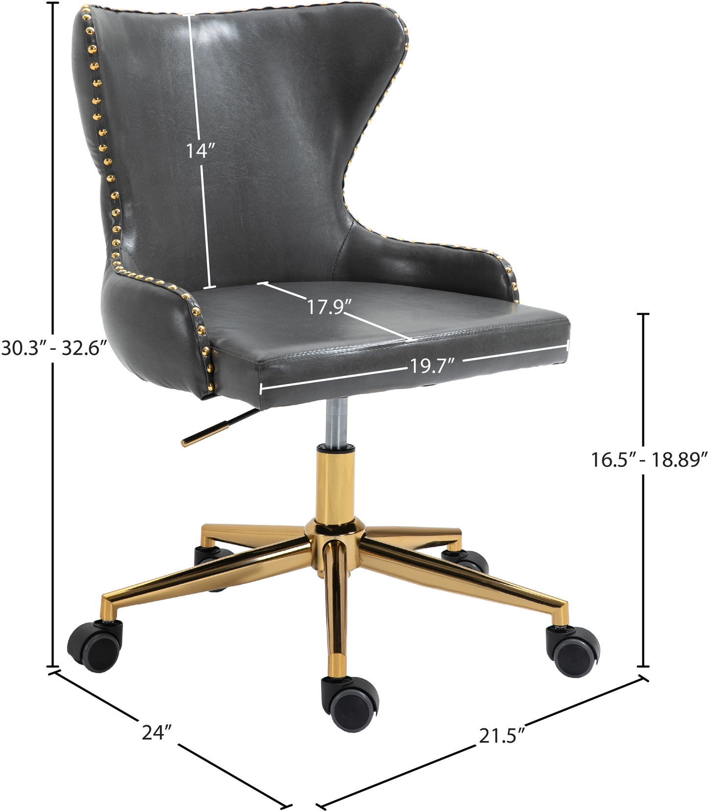 rigby grey vegan leather office chair