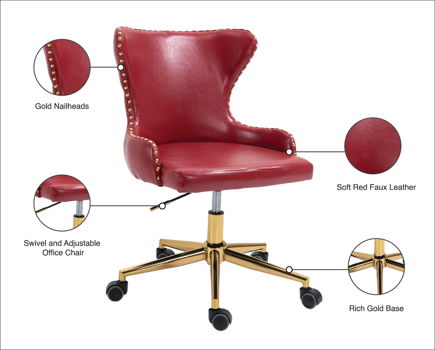 gallo red faux leather office chair red