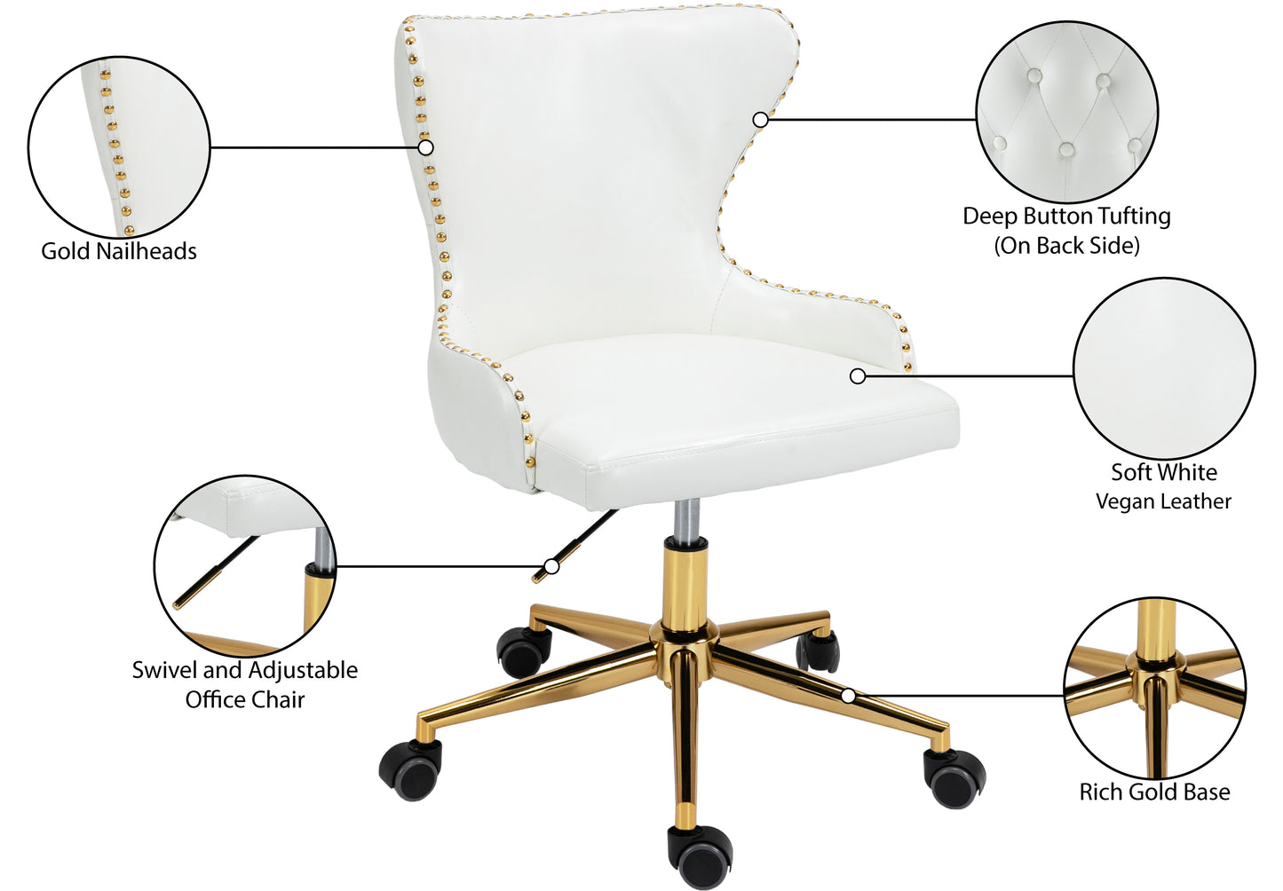 rigby white vegan leather office chair