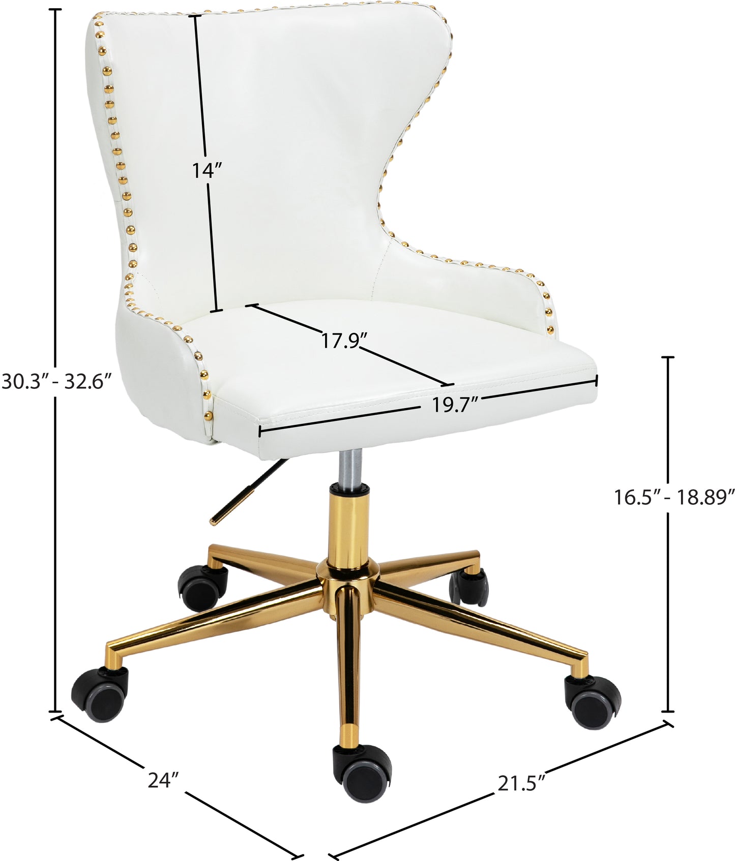 rigby white vegan leather office chair