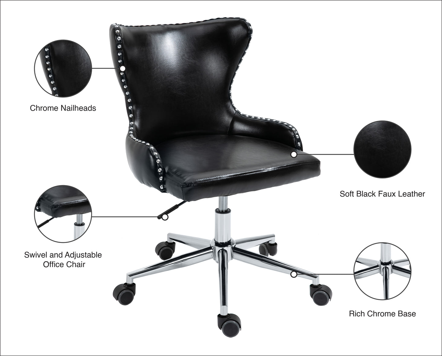 gallo black faux leather office chair black