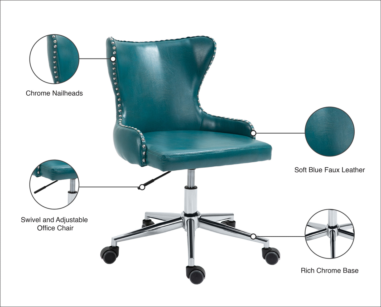 gallo blue faux leather office chair blue