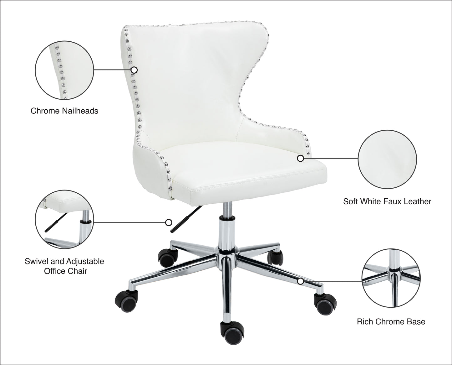 gallo white faux leather office chair white