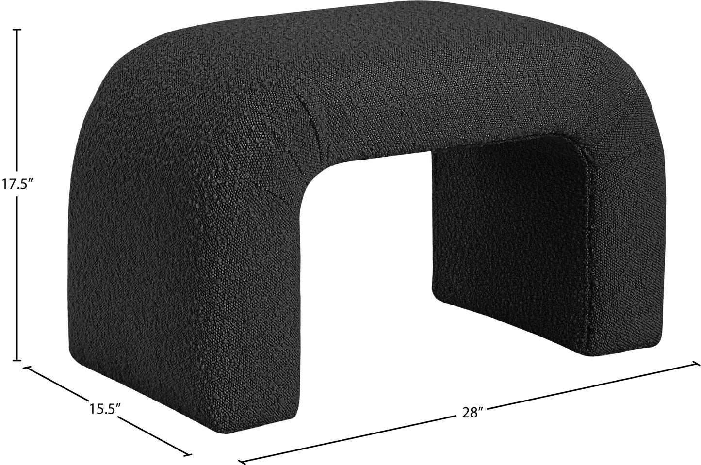 fritz black boucle fabric bench black