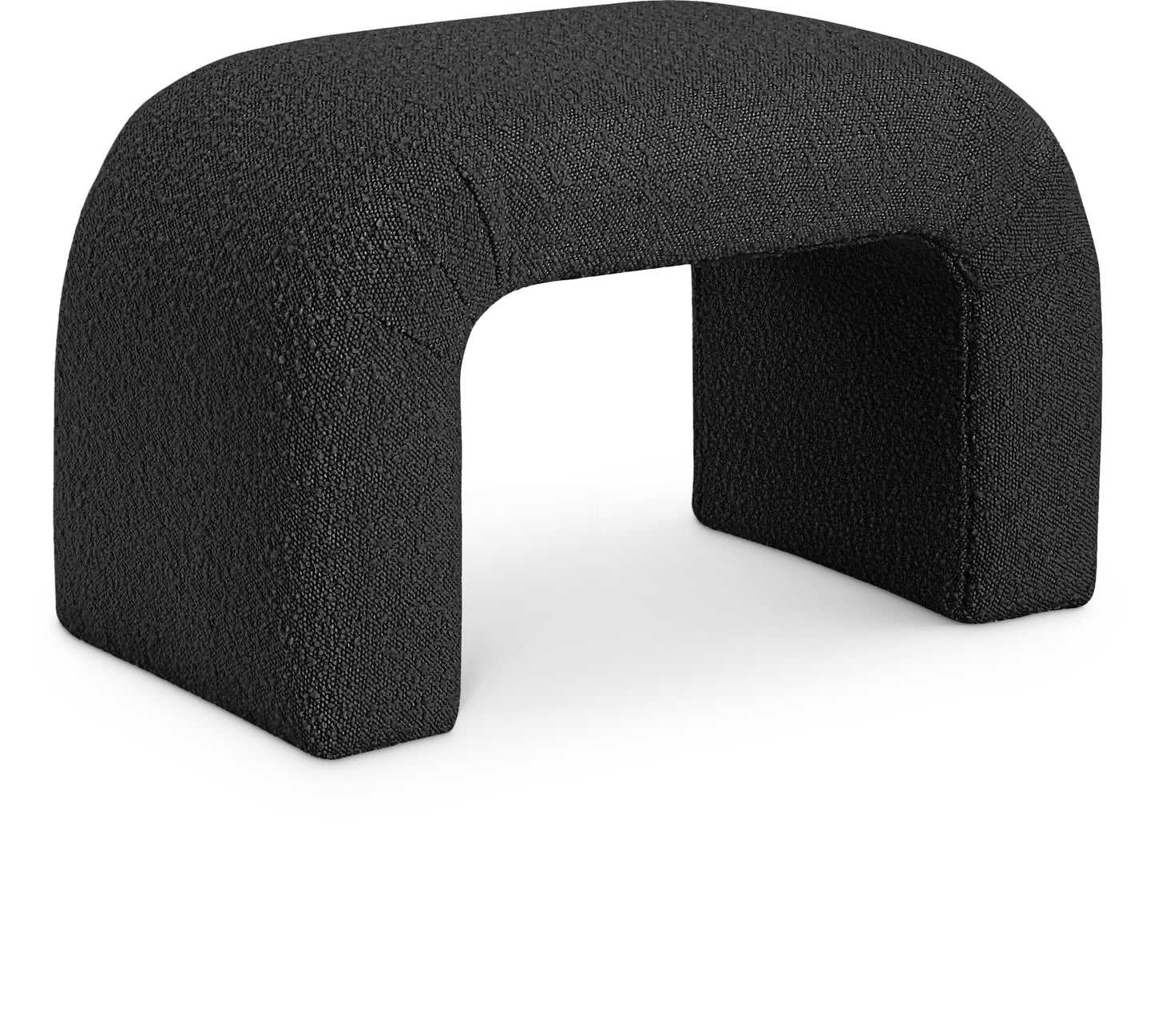 myles black boucle fabric bench