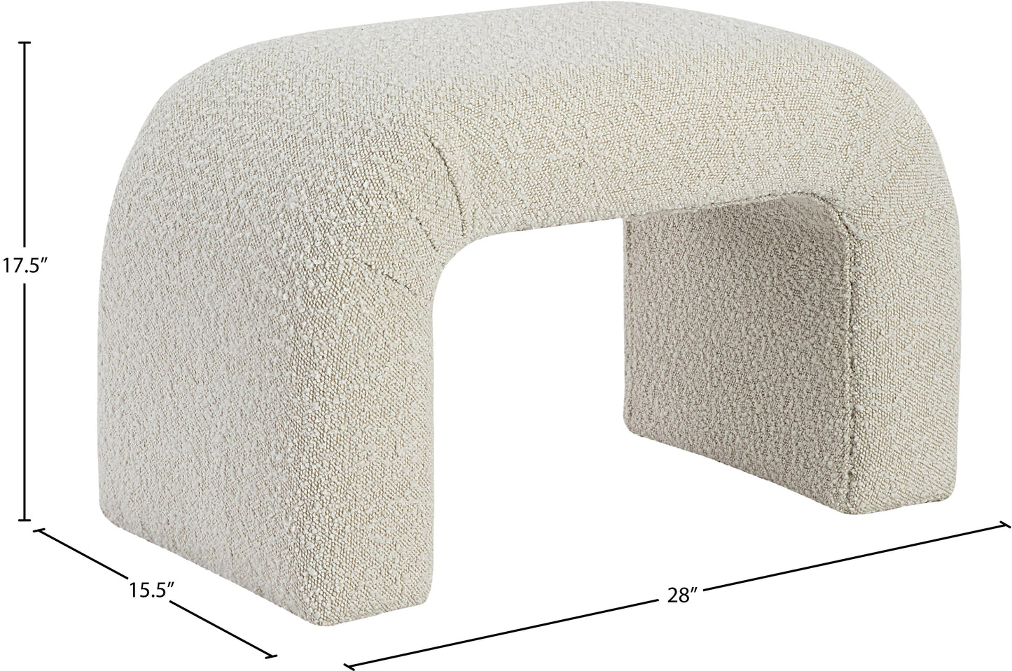 fritz cream boucle fabric bench cream