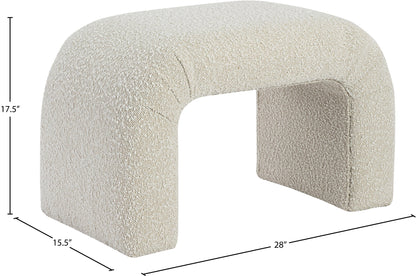 Fritz Cream Boucle Fabric Bench Cream