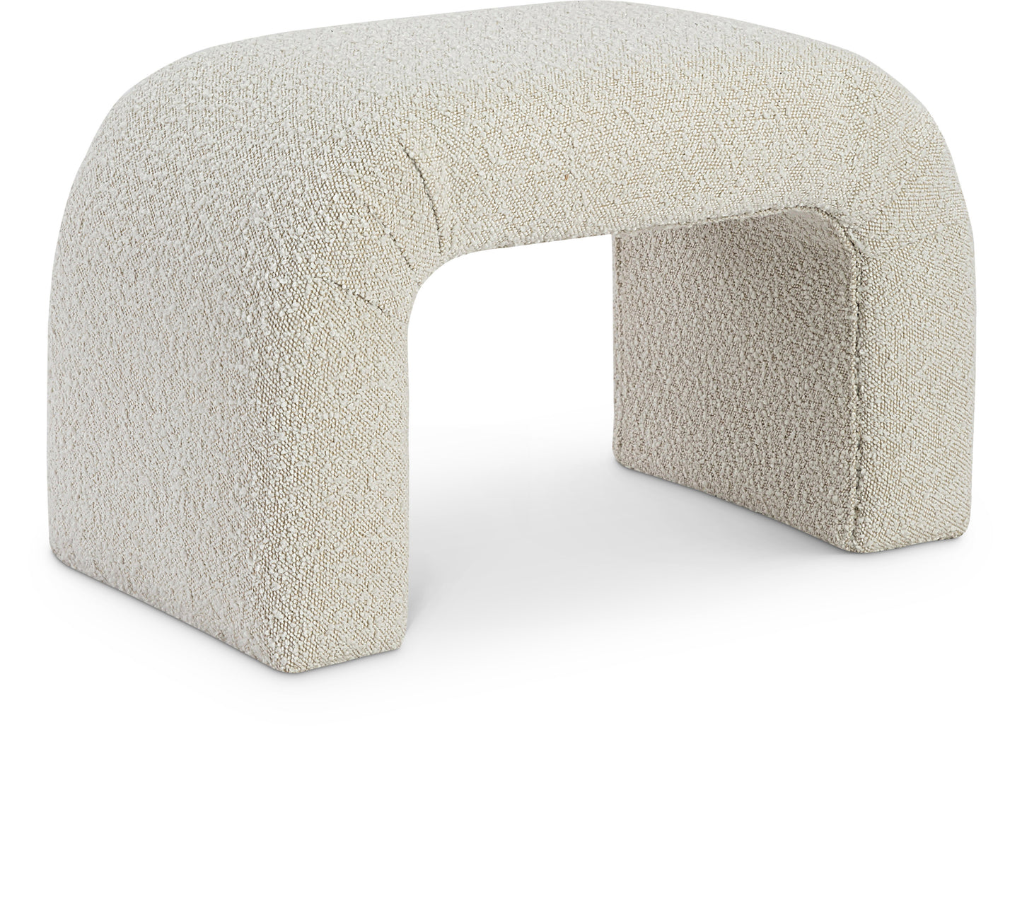 myles cream boucle fabric bench