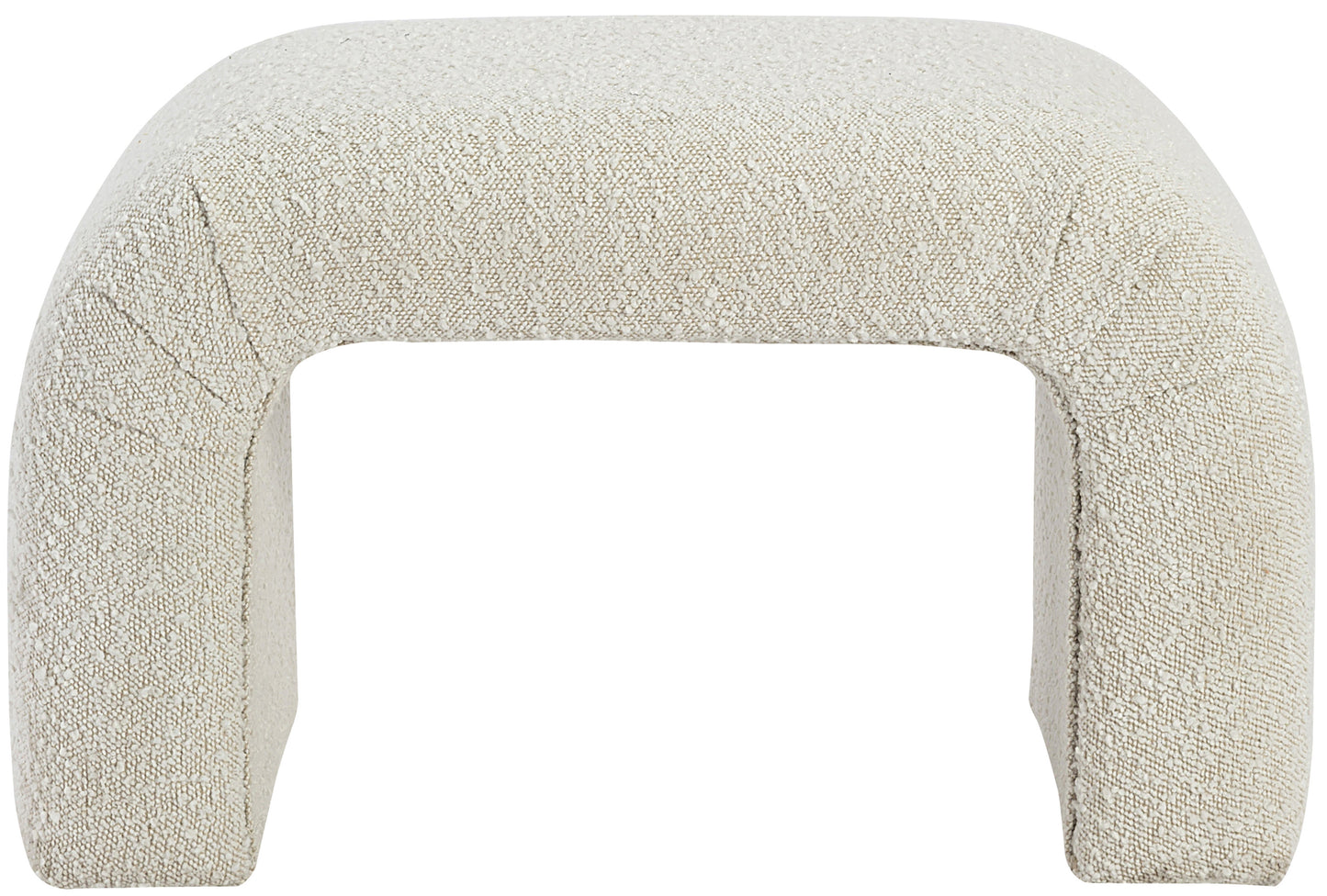 myles cream boucle fabric bench