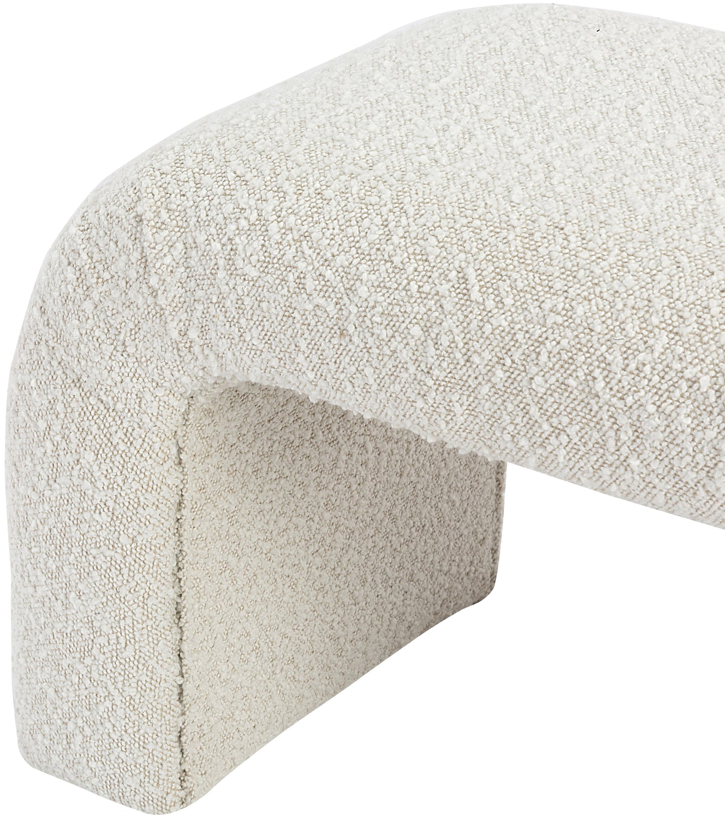 fritz cream boucle fabric bench cream