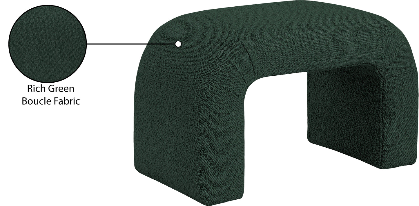 fritz green boucle fabric bench green