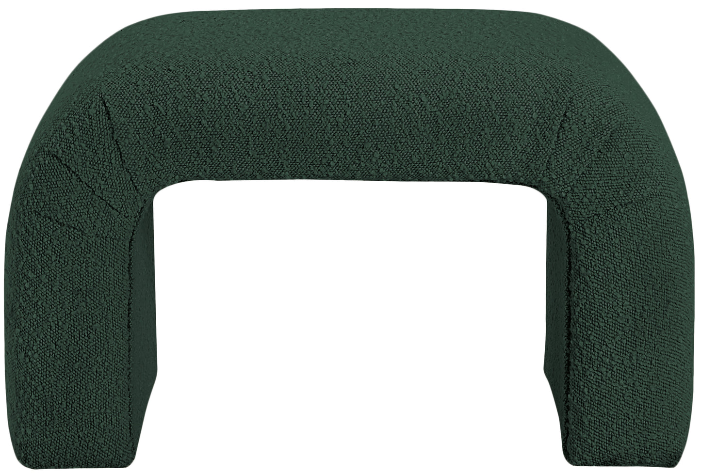 myles green boucle fabric bench