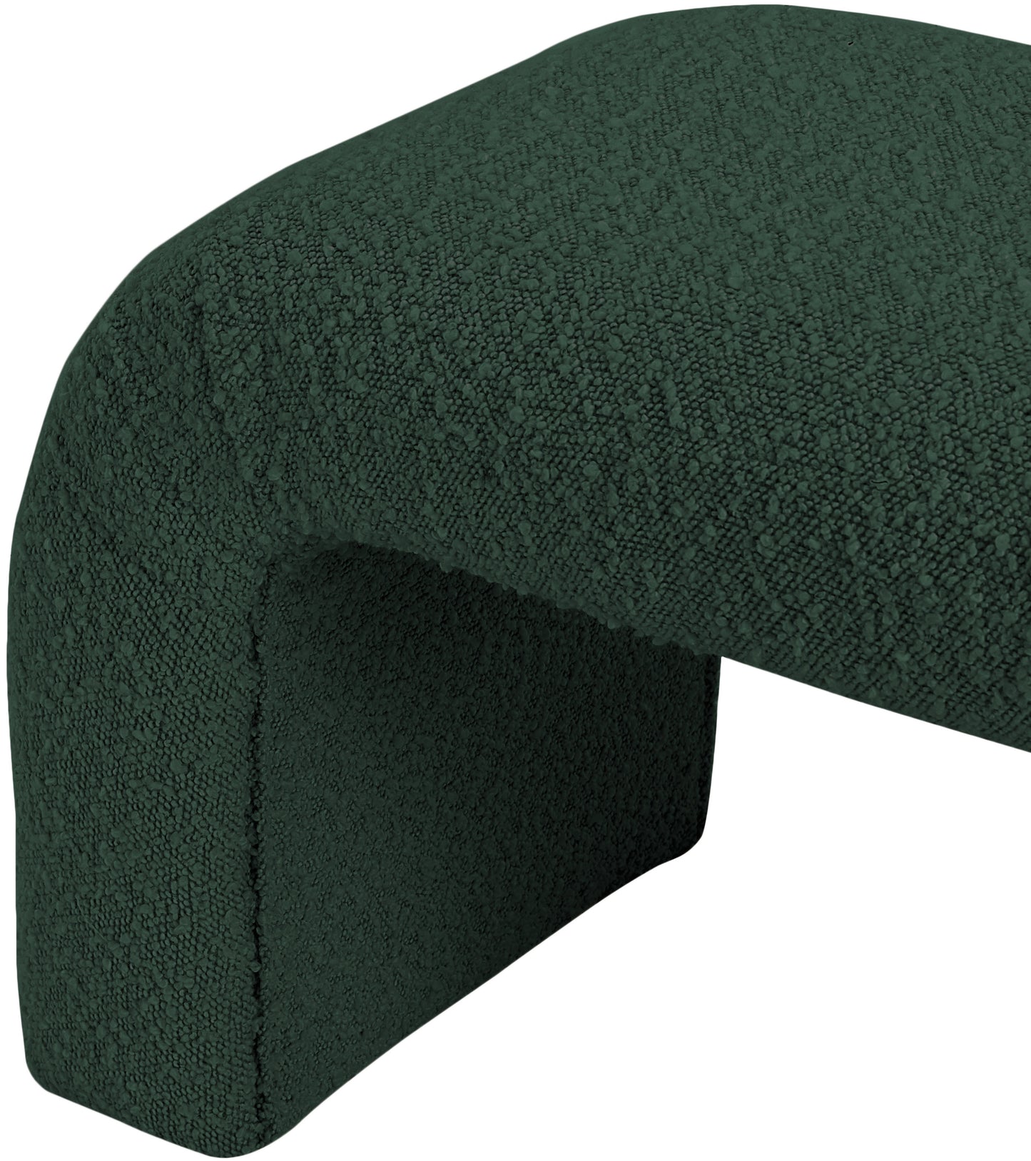 fritz green boucle fabric bench green