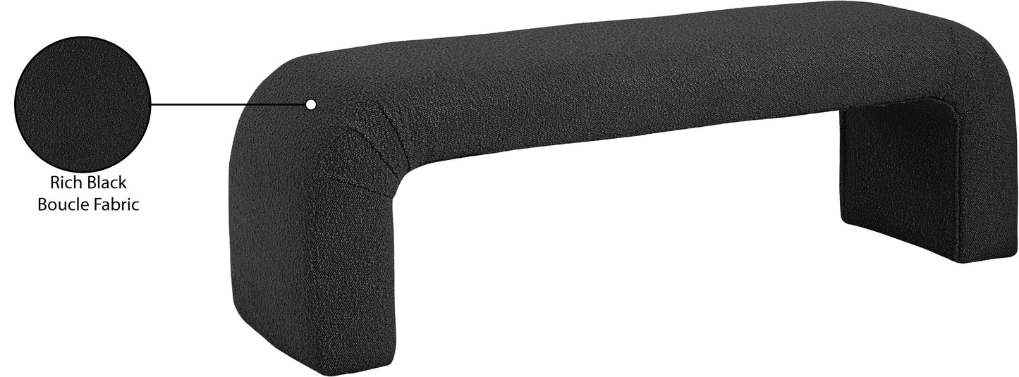 fritz black boucle fabric bench black