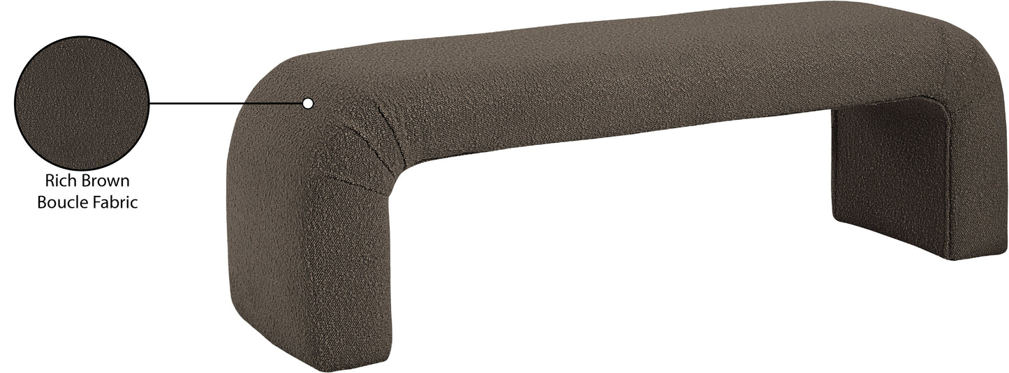 fritz brown boucle fabric bench brown