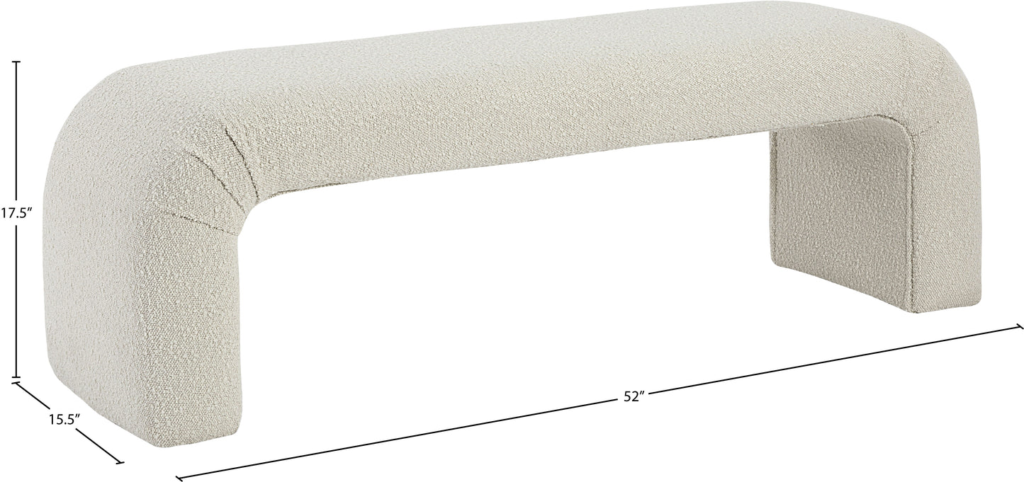 fritz cream boucle fabric bench cream