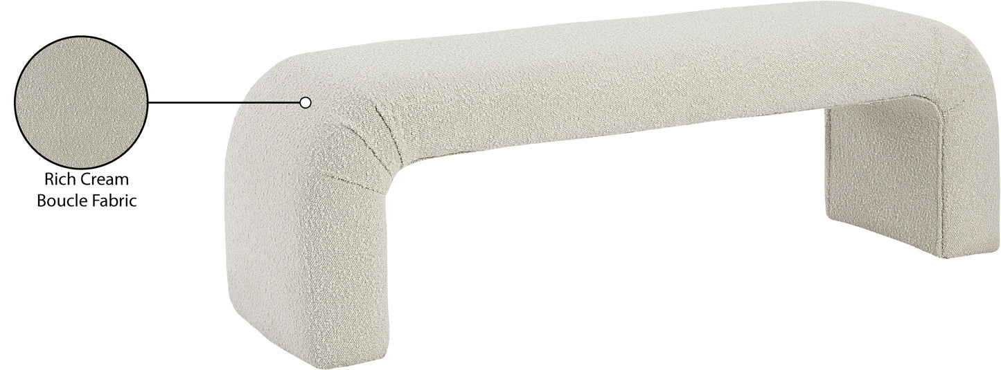 fritz cream boucle fabric bench cream