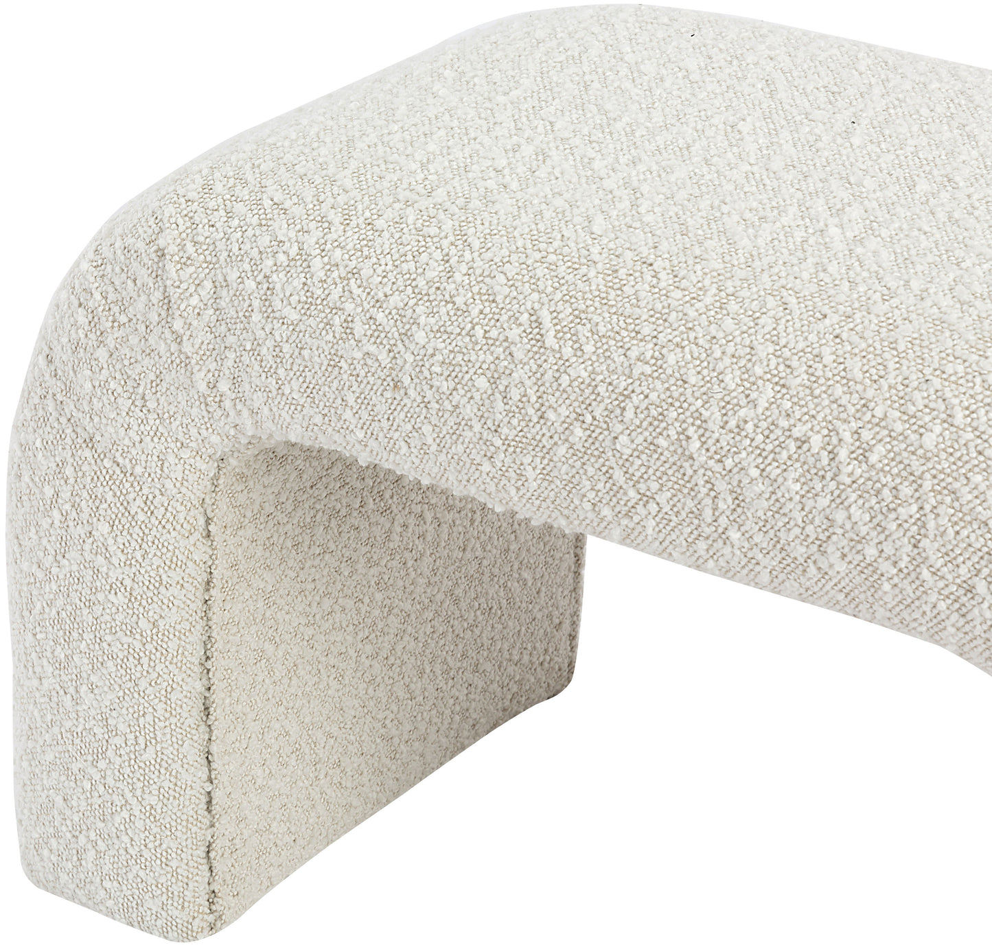 fritz cream boucle fabric bench cream