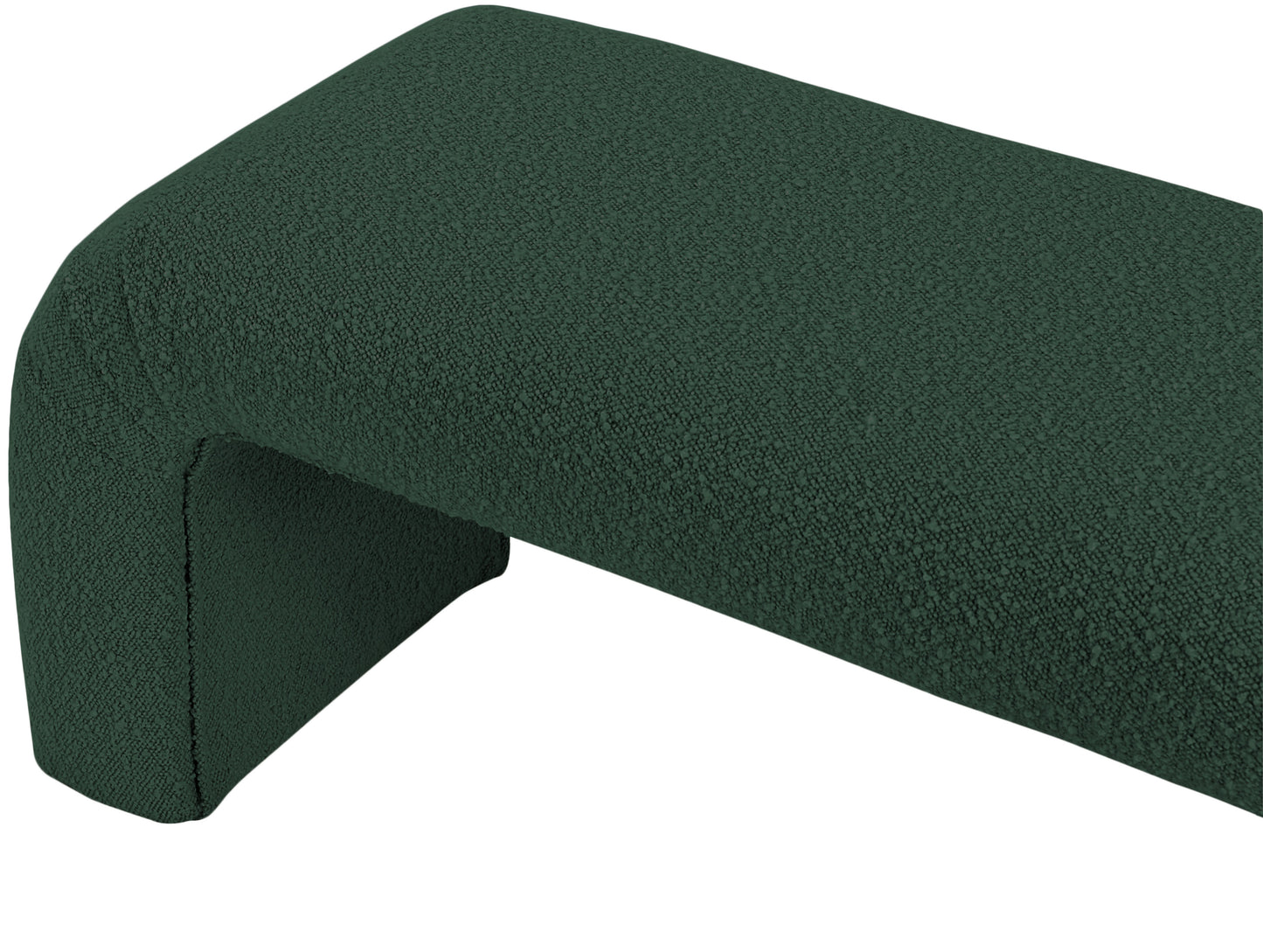 fritz green boucle fabric bench green