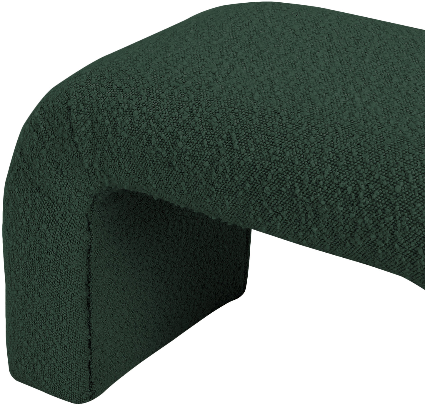 fritz green boucle fabric bench green