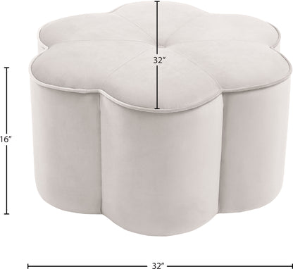 Flora Cream Velvet Ottoman Cream