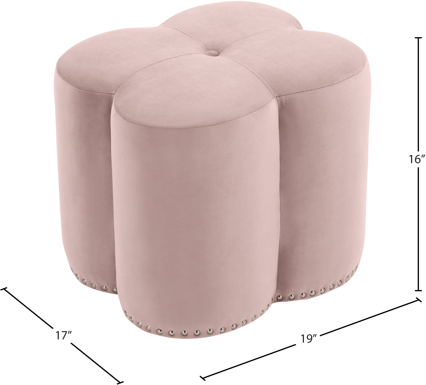 felix pink velvet ottoman pink