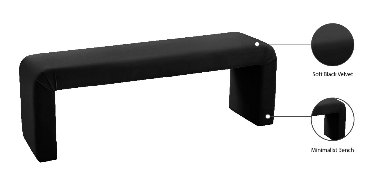 eva black velvet bench black