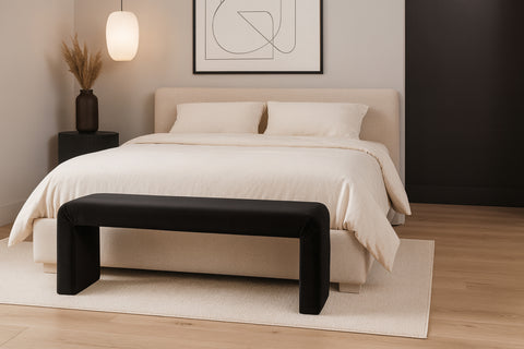 Nola Black Velvet Upholstered Bench, 1 Piece