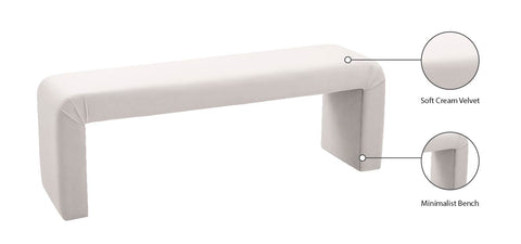 Eva Cream Velvet Bench Cream