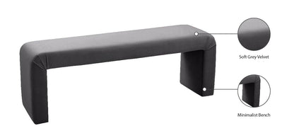 Eva Grey Velvet Bench Grey