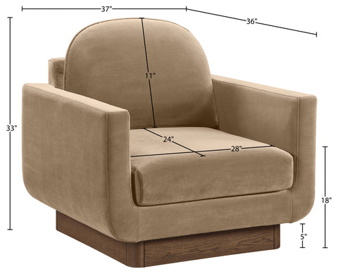 Harlow Beige Velvet Performance Fabric Upholstered Accent Chair, 1 Piece