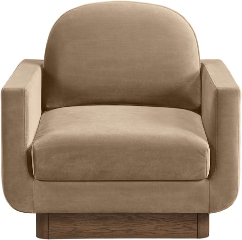 Harlow Beige Velvet Performance Fabric Upholstered Accent Chair, 1 Piece