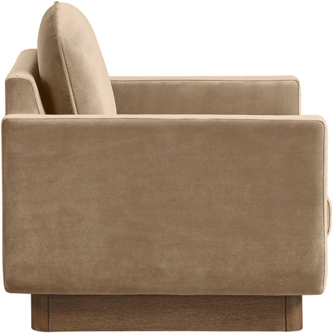 Harlow Beige Velvet Performance Fabric Upholstered Accent Chair, 1 Piece