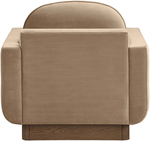 Harlow Beige Velvet Performance Fabric Upholstered Accent Chair, 1 Piece