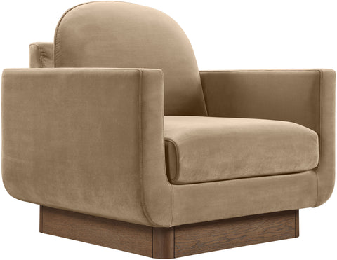 Harlow Beige Velvet Performance Fabric Upholstered Accent Chair, 1 Piece