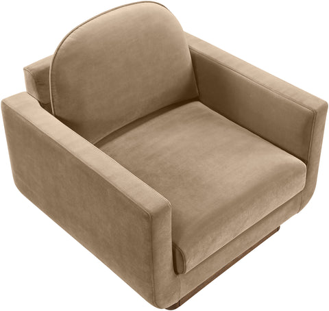 Harlow Beige Velvet Performance Fabric Upholstered Accent Chair, 1 Piece
