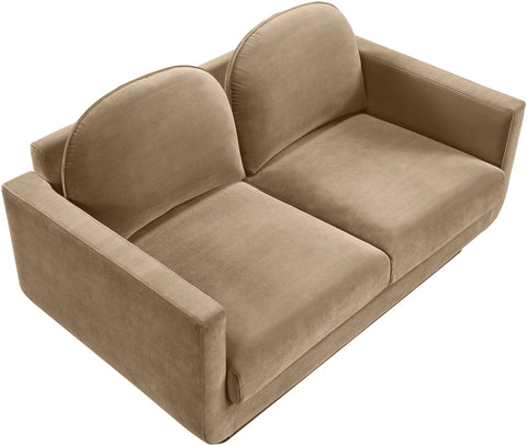 Harlow 63" Beige Velvet Performance Fabric Upholstered Loveseat, 1 Piece