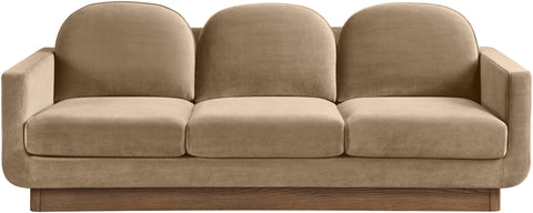Harlow 89" Beige Velvet Performance Fabric Upholstered Sofa, 1 Piece