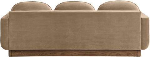 Harlow 89" Beige Velvet Performance Fabric Upholstered Sofa, 1 Piece