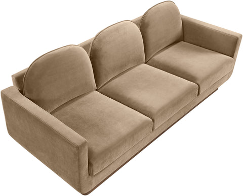 Harlow 89" Beige Velvet Performance Fabric Upholstered Sofa, 1 Piece
