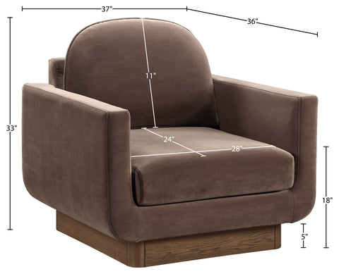 Harlow Brown Velvet Performance Fabric Upholstered Accent Chair, 1 Piece