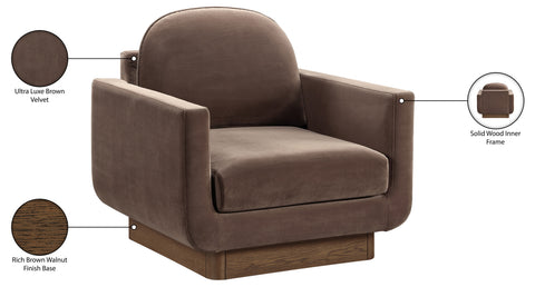 Harlow Brown Velvet Performance Fabric Upholstered Accent Chair, 1 Piece