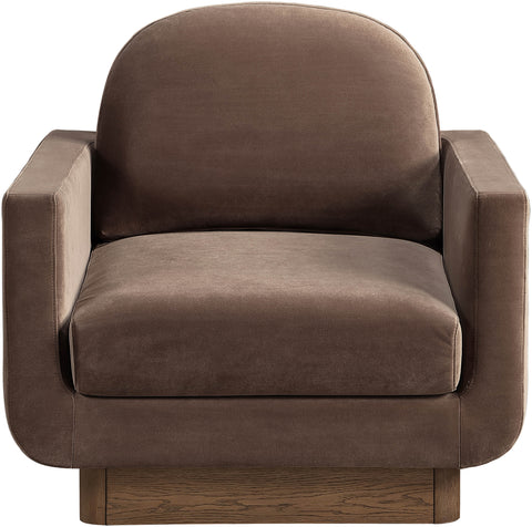 Harlow Brown Velvet Performance Fabric Upholstered Accent Chair, 1 Piece